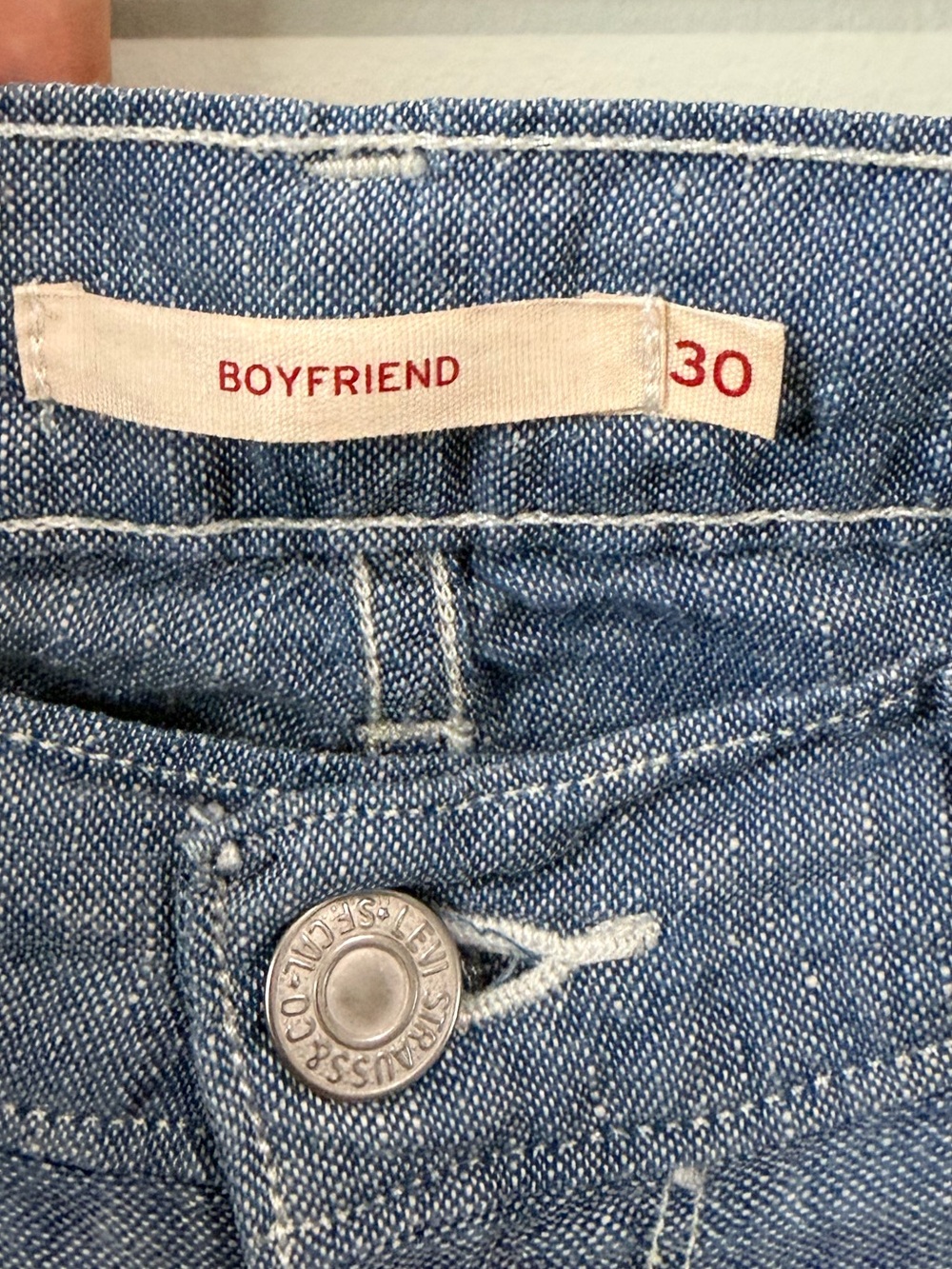 Levi's Boyfriend Linen Blend Pants 30 Blue Chambray Lightweight Trousers - Picture 3 of 9